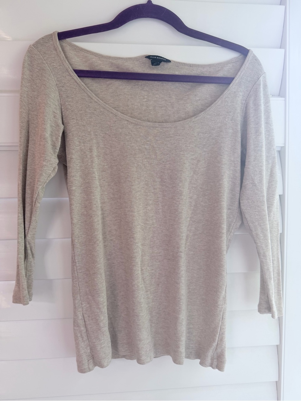 3 for $30 Club Monaco Light Gray Scoop Neck Long Sleeve Top